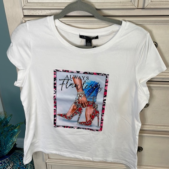 Tops - Cute white canvas always flawless embellishment t shirt nwt